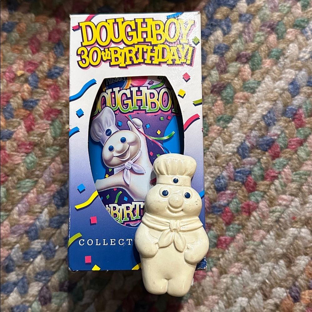 Pillsbury Doughboy 30th Anniversary Glassโ in original box. And Magnet